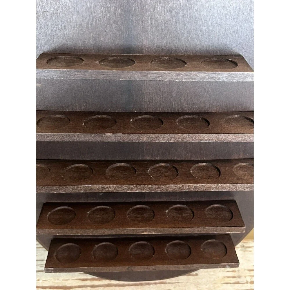 Vintage Oval Wooden Thimble Display Hanging Shelf Wall Rack Cottage Core 12”